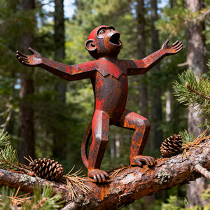 Statue en acier aux intempéries extérieure grandeur nature <span class=keywords><strong>trois</strong></span> <span class=keywords><strong>singes</strong></span> modèle coulé à la main pour la fête des pères Halloween décor 5mm mode pyramide - Product Image 4