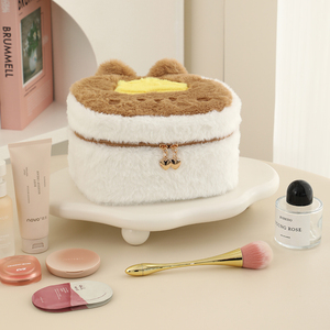 Hot Sale Personalized Custom Logo Plush <strong>Pancake</strong> Cat <strong>Makeup</strong> Bag Cute Women Travel Cosmetic Bag - Product Image 4