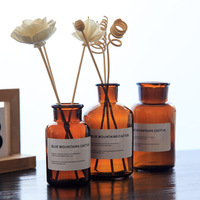 Flacon diffuseur en forme de cône de style nordique, en verre noir et bleu, vase avec de gros bâtons de rotin pour parfum, 200ml