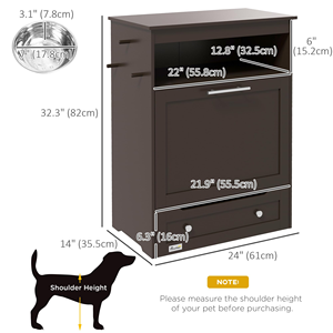 Stasiun pemberi makan anjing coklat, wadah kabinet tempat makan anjing angkat makanan dan mangkuk air perlengkapan penyimpanan gantungan - Product Image 5