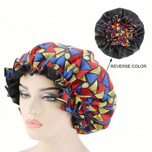 Bonnet en satin à motif africain double couche, grande vague, faible MOQ, foulard, bandeau, chapeau, casquette Ankara, ajustable pour usage quotidien - Product Image 3