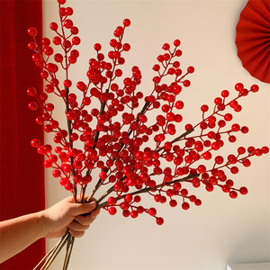 Capodanno Bouquet decorativo di frutta rossa e fiori per soggiorno e tavolo da pranzo disposizione della fortuna di fine anno - Product Image 6