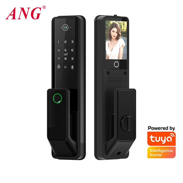 ANG Push Pull Door Lock with Camera 5050 Mortise Automatic Remote Digital Fingerprint Smart Lock Works with Tuya