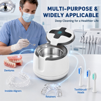 Nettoyeur ultrasonique dentaire pour appareils orthodontiques, gouttières, prothèses dentaires, avec minuteur numérique, usage domestique, alimenté par piles, 48 kHz