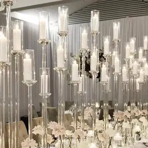 5臂118厘米水晶透明亚克力柱式烛台展示架地板烛台派对结婚摆件
