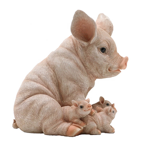 動物の置物レジンガーデンシッティング豚ファミリー等身大グラスファイバー豚像 - Product Image 5