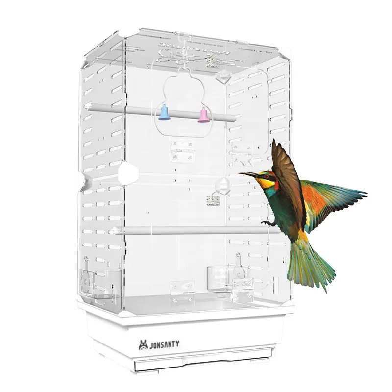 Haute Qualité Transparent Perroquet Petits Oiseaux Cage Maison Acrylique Cage pour Petits Oiseaux