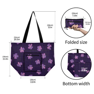Reusable Polyester Boutique Market Custom Design Eco-friendly <b>Foldable</b> Shopping Tote <b>Bag</b> Flower Grocery Shoulder Shopping <b>Bags</b> - Product Image 3