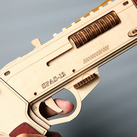 Replika Senjata Api Kayu 3D yang Rumit - Rakitan Sendiri - Sabuk Peluru Shotgun Berputar dengan Penggerak Gigi - Koleksi Hobi - Buatan China