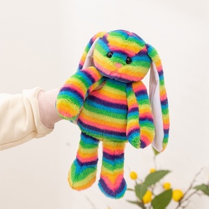 Cartoon <strong>Rainbow</strong> Striped Rabbit Plush Toy Easter <strong>Bunny</strong> Children's Comfort Stuffed Animal with PP Cotton Filling - Product Image 4