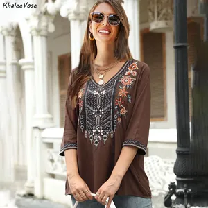 Blusas Elegantes con Bordado Floral, Camisas Mexicanas de Otoño para Mujer - Product Image 4