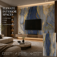 Panneau mural en marbre UV gris marine doré MORLENX, PVC haute brillance, imperméable, grand format, OEM pour hôtel, villa, intérieur