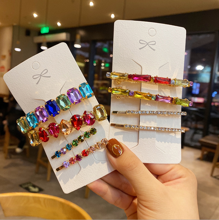 Оптовая продажа, модные заколки для волос со стразами без складок, набор аксессуаров для волос для женщин, комплекты заколок для волос