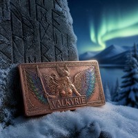 Pièce de collection de luxe en cuivre fin .999 de 1 oz, carte commémorative Valfiört, pièce de défi viking nordique personnalisée en relief 3D
