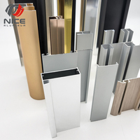 Porte de placard coulissante en aluminium noir mat poli avec profil en or rose