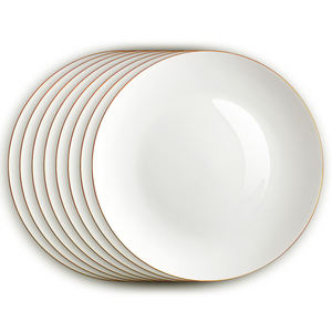 Platos de porcelana fina blanca con borde dorado, vajilla de lujo para decoración de bodas en hoteles. - Product Image 1