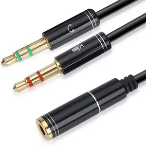 Venta caliente 3,5mm auricular Mic auriculares de Audio del adaptador del divisor del Cable de 3,5mm macho a 2 hembra cable adaptador