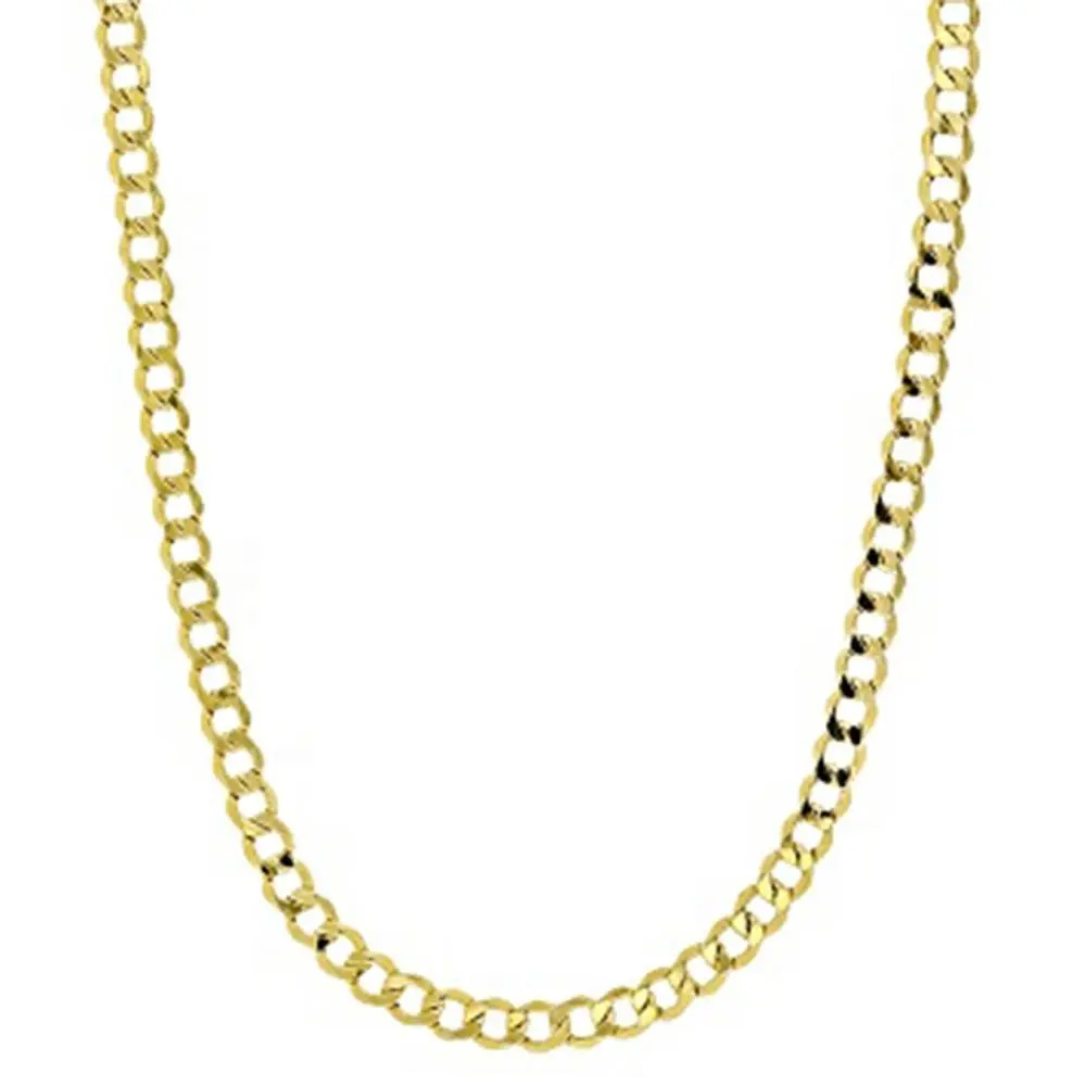 14k Yellow Gold Curb Chain Necklace 16/18/20/22/24/26 inch 3.0mm