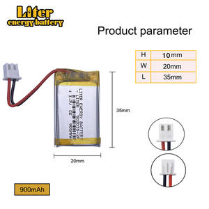 แบตเตอรี่ลิเธียมโพลิเมอร์<span class=keywords><strong>502035</strong></span>-2P 3.7V 900mAh ชาร์จไฟได้สำหรับลำโพงชุดหูฟังพร้อม XH2.54mm - Product Image 3