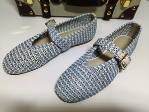 2025 versione <span class=keywords><strong>in</strong></span> tessuto elasticizzato di tendenza della moda estiva Mary Jane Shoes suola <span class=keywords><strong>in</strong></span> gomma Slip-On intrecciata a mano <span class=keywords><strong>in</strong></span> <span class=keywords><strong>rafia</strong></span> colorata - Product Image 2