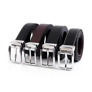 Men's Leather Belt With Single Clip Buckle Business Pin Buckle Belt Customizable Logo Leather Belt