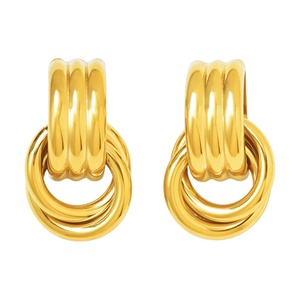 Trendy PVD Gold Plated Two-Tone Twisted Cross Thread Stainless Steel <b>Stud</b> <b>Earring</b> for Women Unique Waterproof Jewelry - Product Image 2