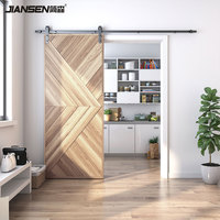 Kit de quincaillerie pour porte de grange coulissante en bois simple de style moderne rouleau de roue noir de base système de rail plat pour porte de grange en acier au carbone