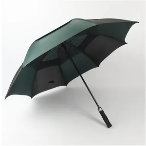 Yubo 자동 오픈 도매 방풍 방수 2 색 결합 사용자 정의 로고 더블 레이어 골프 우산