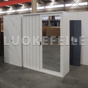 אינדונזית חדר שינה ריהוט baja מתכת ידידותי לסביבה מודרני murah besi lemari pakaian הזזה 2 paipan - Product Image 6