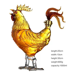 Bouteille de vin en verre à liqueur de vodka en borosilicate haute qualité personnalisée de 500 ml 1000 ml, forme d'animaux, poulet, carafe à whisky avec verrou en métal - Product Image 2