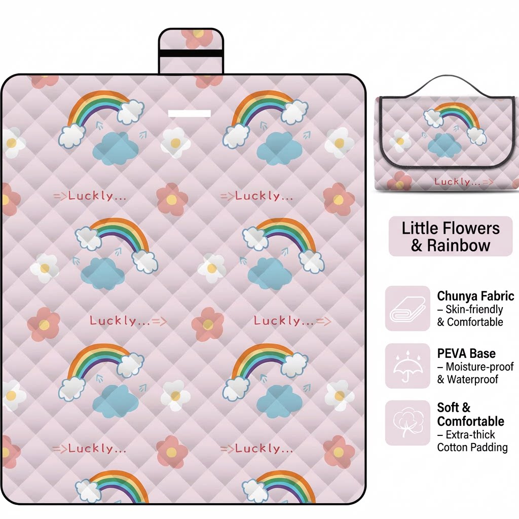 Tapis de pique-nique ultrasonique arc-en-ciel petite fleur