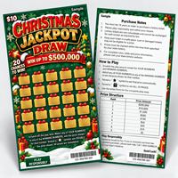 Billets de loterie à gratter sur le thème de Noël, impression numérique haute définition sur mesure, numéros de série, cartes de jeu, billets gagnants