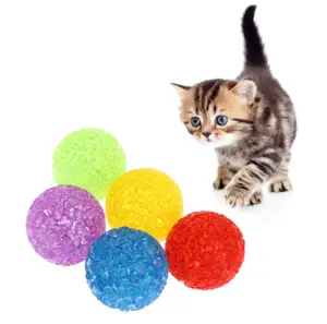Toptan Pet kedi parçacık küre topu Can haddeleme plastik kristal toplar dahili çan kedi topu oyuncak