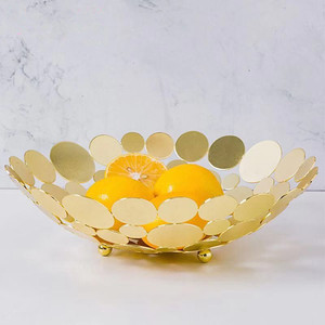 Luxury Gold Metal Fruit Bowl <strong>Storage</strong> Tray Home Decorative <strong>Accessories</strong> for Kitchen Table Ware - Product Image 1