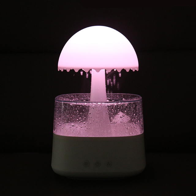 Small Umbrella Light Diffuser Humidifier Rain Drop With Remote Waterfall Lamp Rain Sounds for Sleeping Mushroom Humidifier