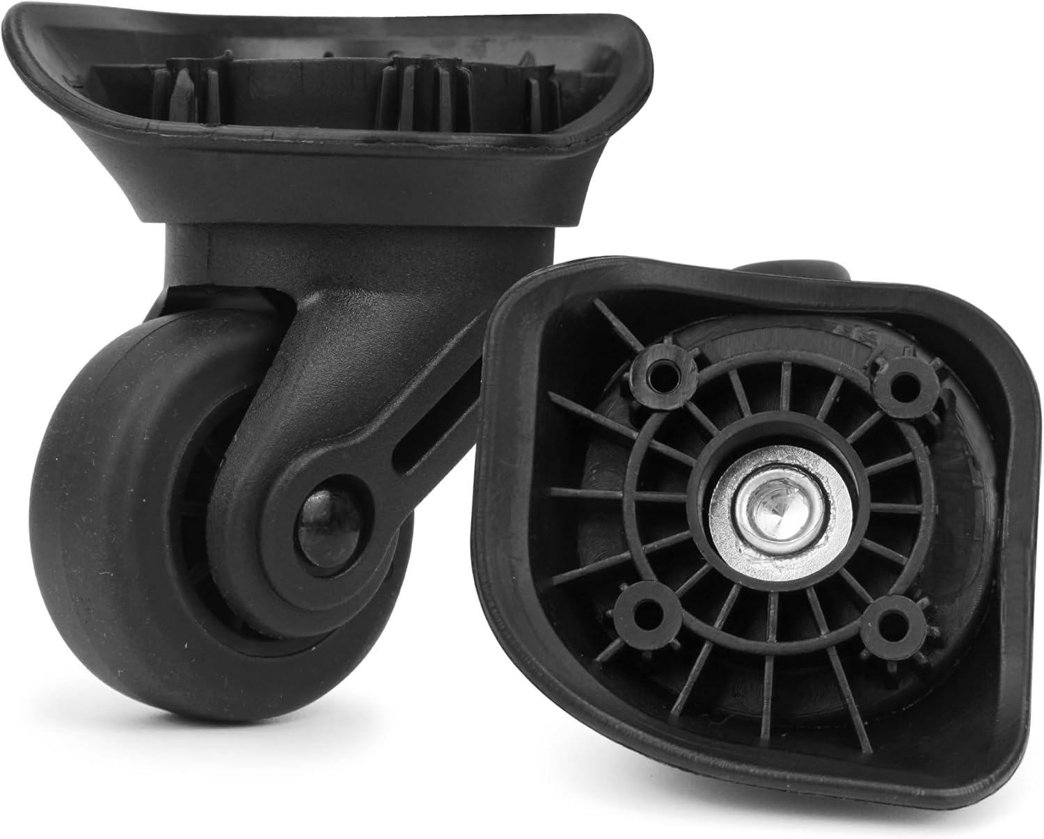 1 Paire De Roulettes Pivotantes De Rechange Pour Valise/bagage - Noir