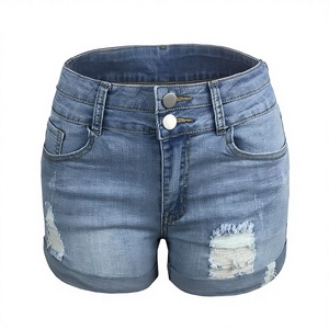 Shorts de Mezclilla Casuales y Transpirables de Cintura Alta para Mujer - Product Image 3