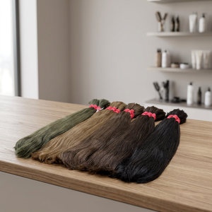 Extensiones de cabello humano a granel de alta calidad, máquina de textura recta de Color claro dibujado doble, precio al por mayor de trama Doble - Product Image 4