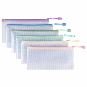 <b>A4</b> Pastel Mesh <b>File</b> Bag Waterproof Zipper Document Pouch Plastic Exam Paper Organizer School Office Supply Storage - Product Image 2