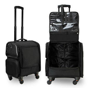 รถเข็นเสริมสวย Qihui พร้อมกระเป๋าเครื่องสำอาง 4 ล้อ ผ้า Oxford ความจุขนาดใหญ่ สำหรับอุปกรณ์เสริมสวยมืออาชีพ ทำเล็บ และเดินทาง - Product Image 4