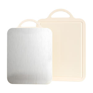 Tabla de cortar rectangular de acero inoxidable, 7 mm de grosor, antibacteriana, apta para lavavajillas, para cortar frutas en la cocina - Product Image 2