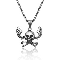 Pendentifs en acier inoxydable pour femmes et hommes, style rétro, motif de crâne et de serpent, charme rond, bijoux punk tendance, vente en gros