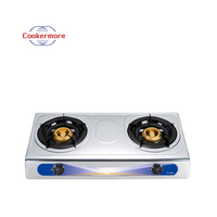 Cuisinière à double combustible avec plaque de cuisson à gaz à 2 brûleurs en acier inoxydable Hotte de cuisinière à économie d'énergie pour VR Appareils ménagers Table de cuisson à gaz
