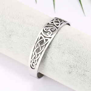 Viking Cuff Bangles中空ケルトノットブレスレットステンレス鋼男性女性用お守りジュエリーアイルランドファッションカフ - Product Image 4