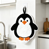 Serviette de toilette en peluche personnalisée en forme de pingouin, vente en gros, serviette de toilette en peluche pingouin personnalisée