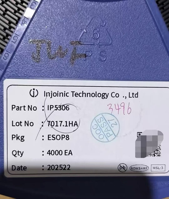 INJOINIC Power Bank IC IP5306 Lithium Battery Charging Boost Converter with Protection ESOP8 Package for Mobile Power Supply