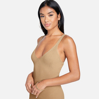 Robe pull mi-longue moulante sans manches à col en V pour femmes, nouvelle collection été automne 2023