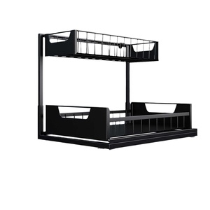 Sotto il lavello della <span class=keywords><strong>cucina</strong></span> scaffali pavimento in piedi sotto la <span class=keywords><strong>cucina</strong></span> scorrevoli scaffale di stoccaggio telescopico acciaio al carbonio - Product Image 1