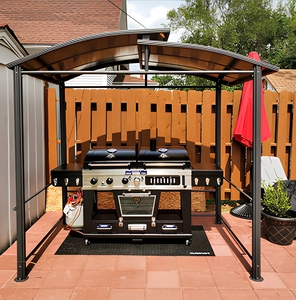 Abri <span class=keywords><strong>de</strong></span> jardin en métal pour barbecue, robuste, avec tables latérales et crochets, résistant aux intempéries, pour terrasse, jardin, piscine - Product Image 3