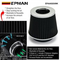 EPAA02G09K Sistema universal de admisión de aire frío de alto flujo para coche, filtro de aire tipo hongo de 102mm/89mm/76mm para cuello de admisión de 4" 3.5" 3"